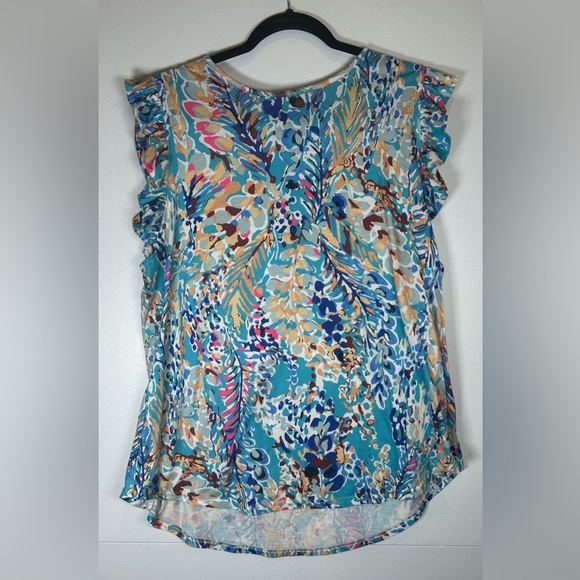 Floral Sleeveless Top - Multicolor, “Lilly Inspired” Size 2X - Picture 2 of 6
